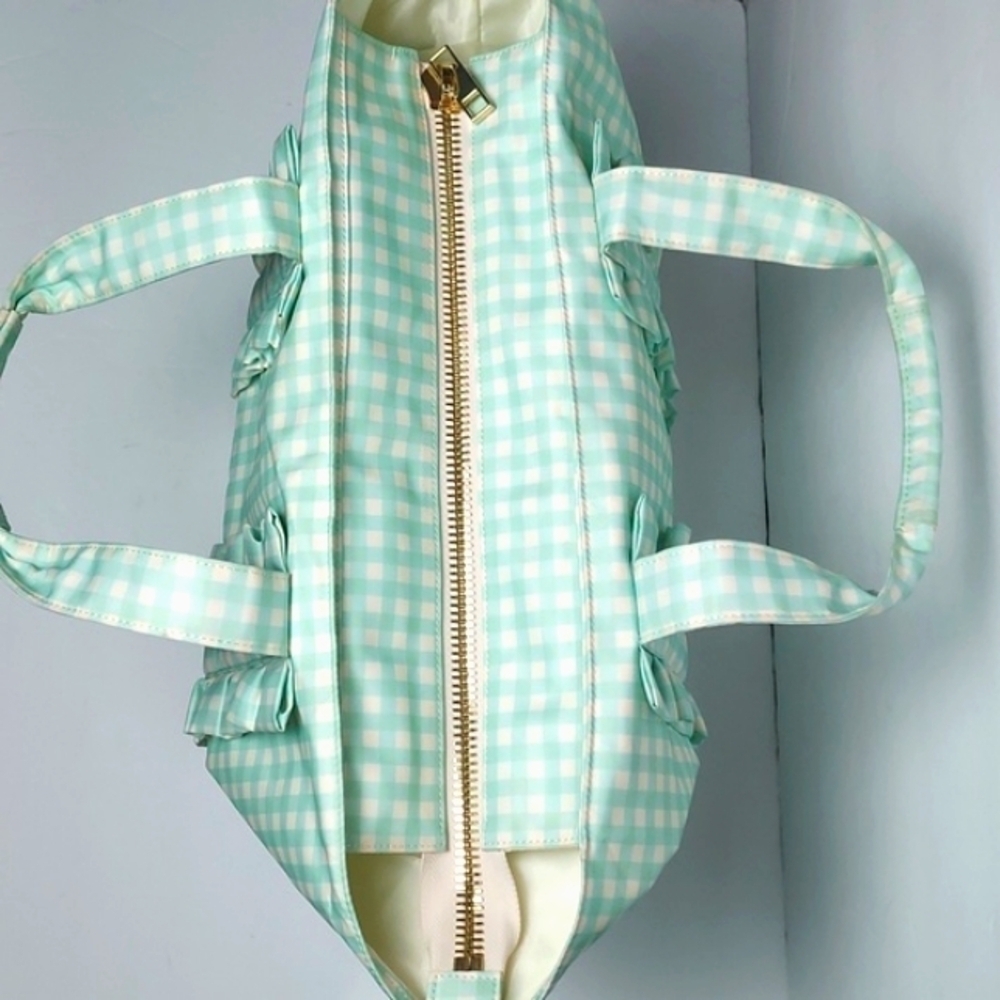 Stoney Clover Lane Ruffle Tote Bag Mint Chip Gingham - Picture 11 of 16